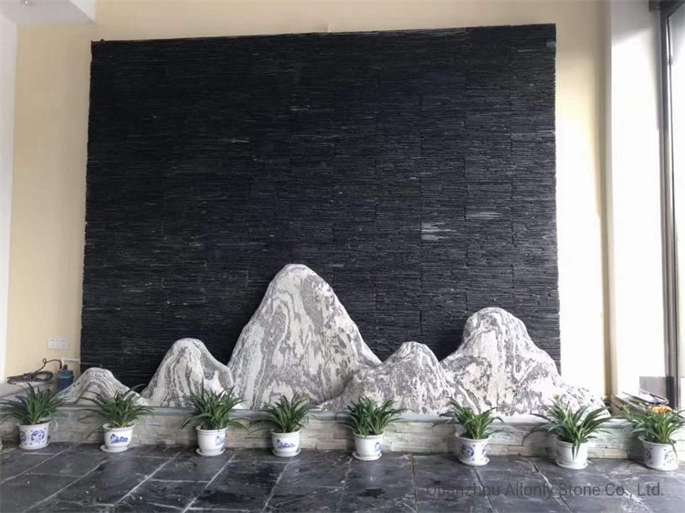 Exterior or Interior Wall Culture Stone Tile Panels Black Slate Waterfall Veneer