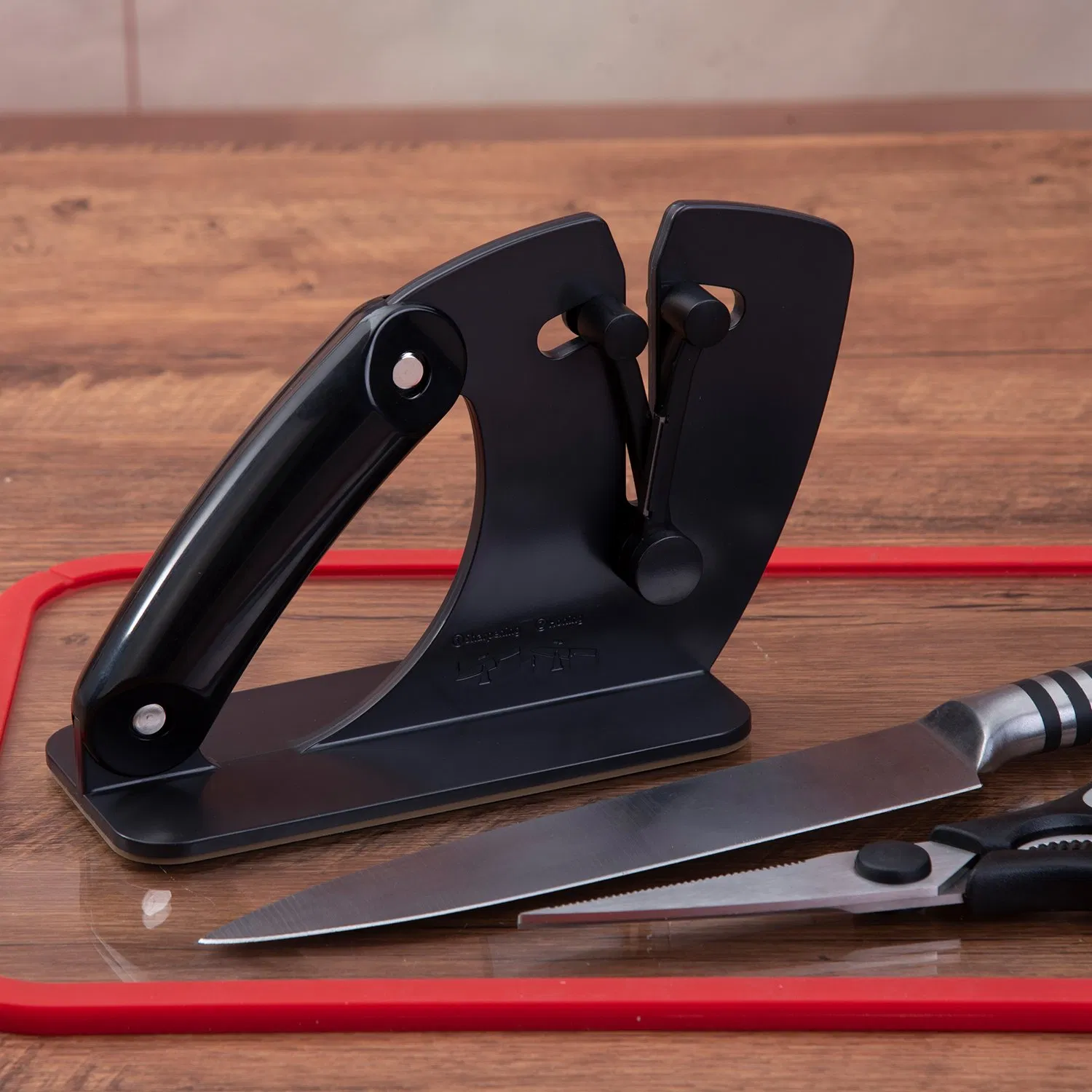 Adjustable Knife Sharpener 2-in-1 Sharpening & Honing 22-46° Dual Spring Arms Non-Slip