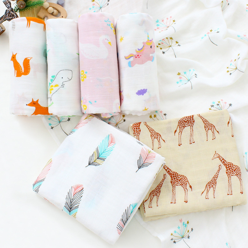2022 Summer Rainbow Organic Bamboo Cotton Baby Muslin Swaddle Boho Newborn Infant Wraps Blanket Swaddle