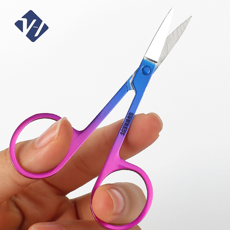 Mixed Color Easy to Use Women Eyebrow Round Tips Trim Straight Tips Stainless Steel Sharp Scissors