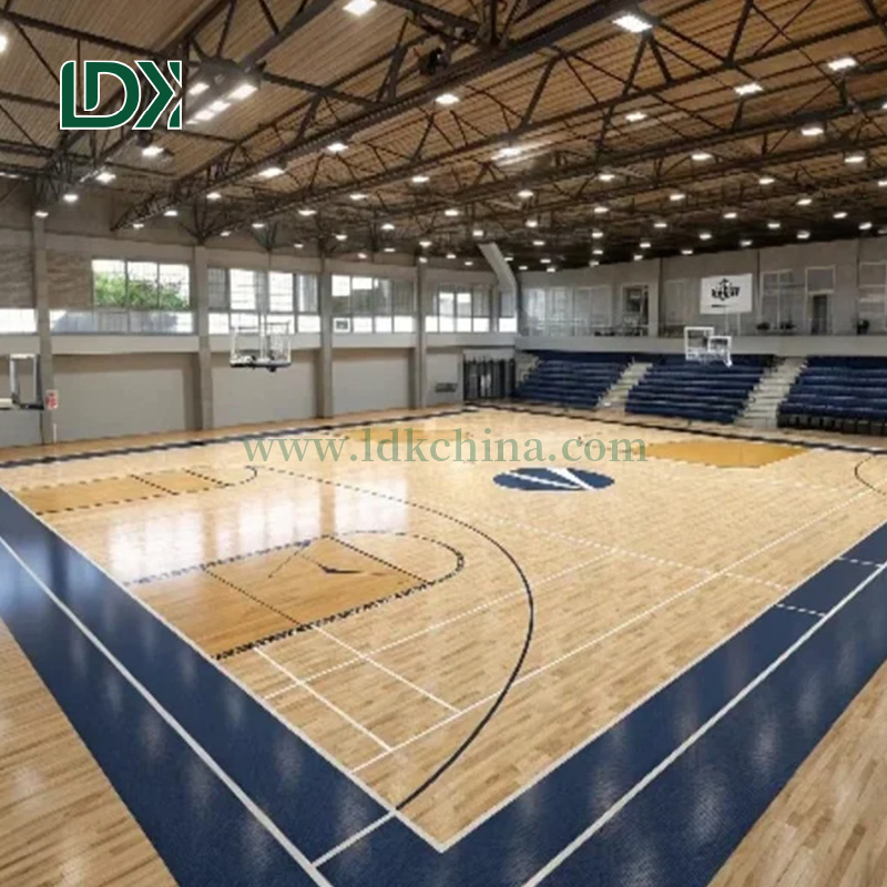 Shock-Absorbing Wooden Sports Floor for Gym and Basketball Hall