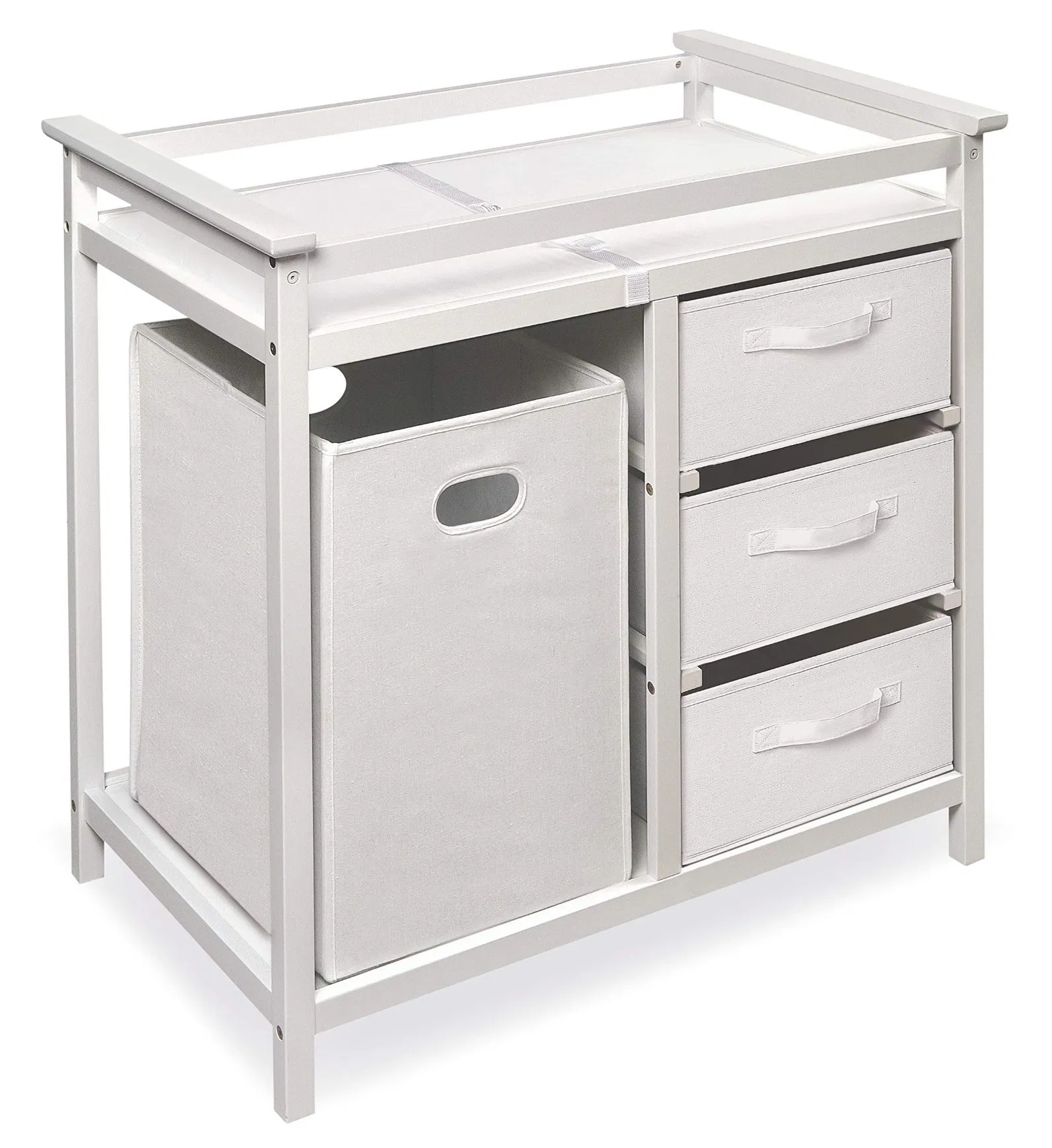 Modern Laundry Hamper 3 Storage Baskets Pad Baby Changing Table