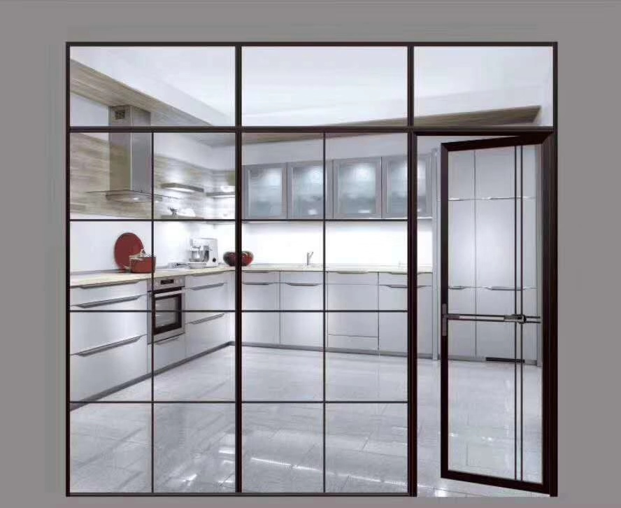 Aluminum Casement Folding Door with Frosted Tempered Glass