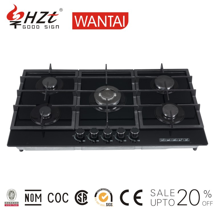 Kitchen Appliance Built-in 5 Burners Gas Stove Cooking Gas Cooktop Tempered Glass Gas Hob