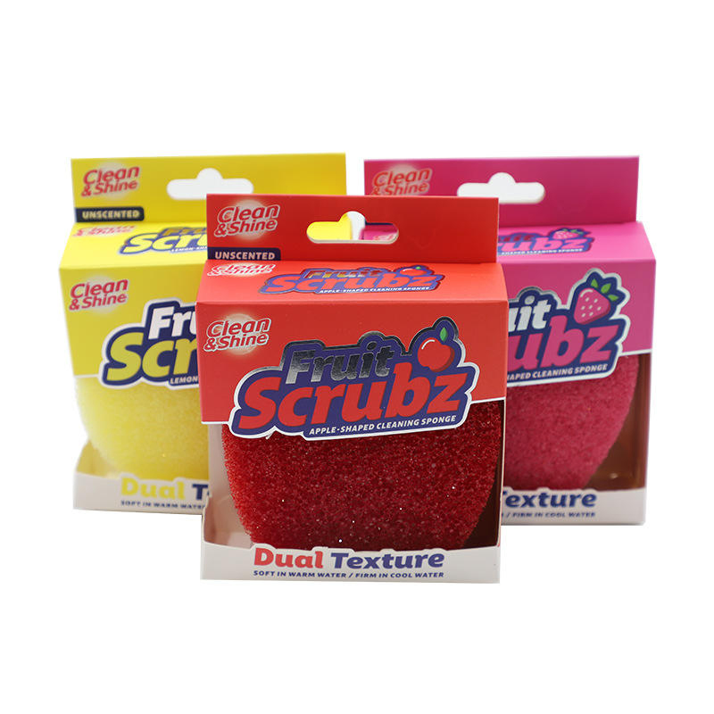 Fruit Scrubz Apple Shape Cleaning Sponge Dual Texture Household Kitchen Clean Scourer Sponge Pads
