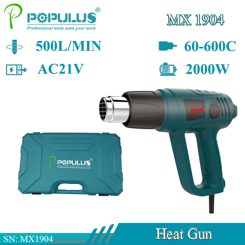 Ipopulus RF12-A2X 220V-240V 2000W Light Comfortable Hot Air Gun/ Heat Gun with Continuous Temperature Control