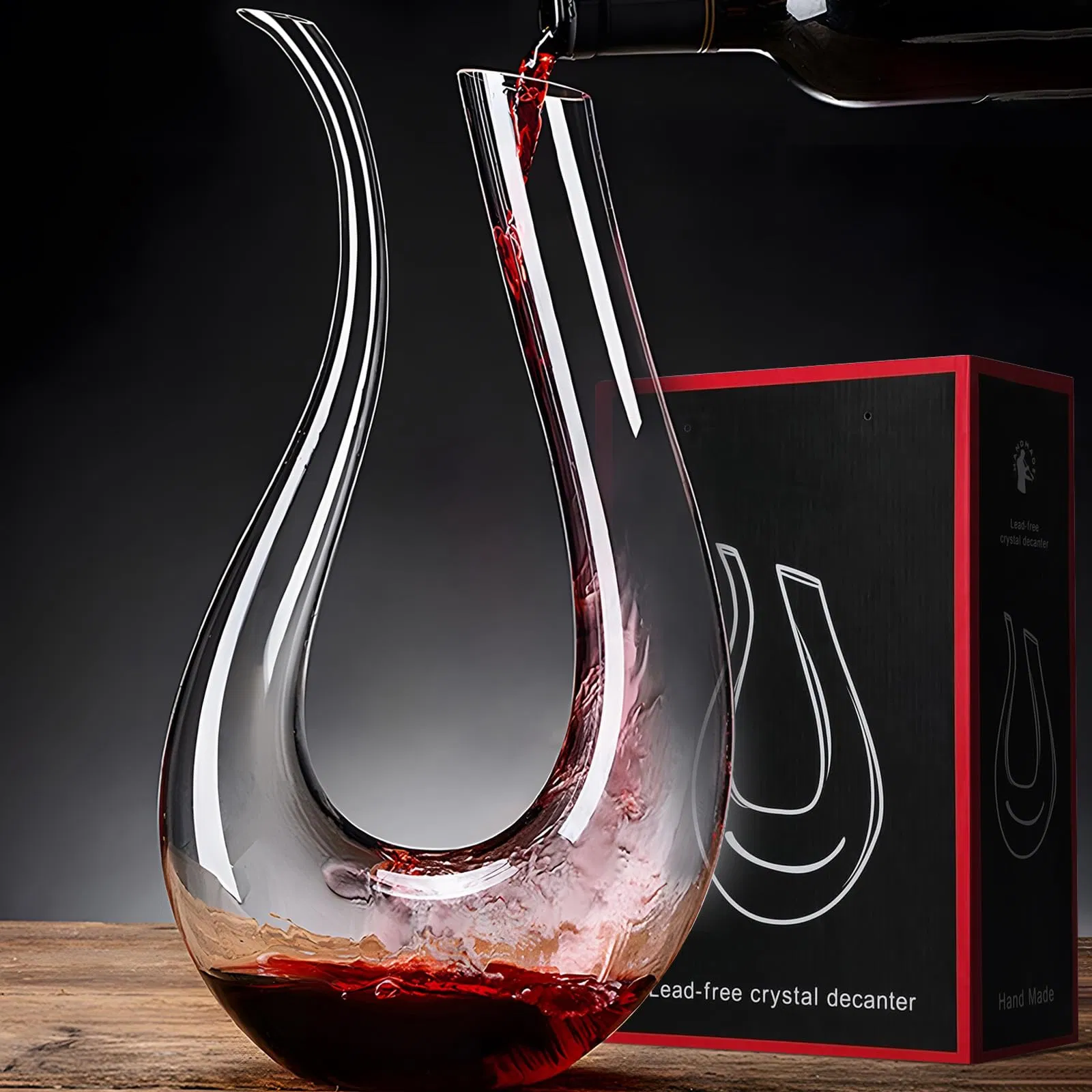 China Hand Made Home Bar Custom Personalized Creative 1500ml Wine Carafe Decanter Glass Set with Wine Glasses