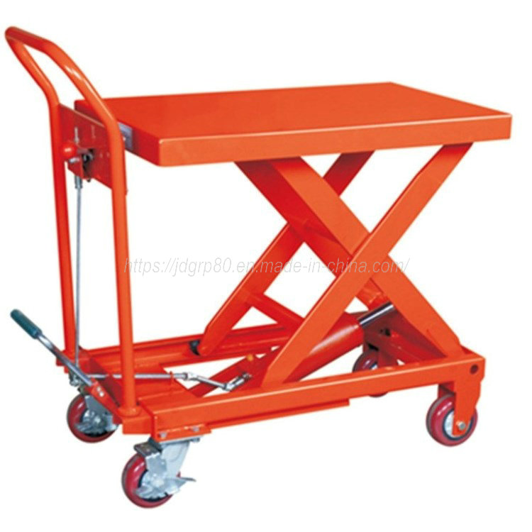 Manual Foot Pedal Hydraulic Pump Operated Mobile Lift Table Hydraulic Scissor Platform Trolley Lifting Table
