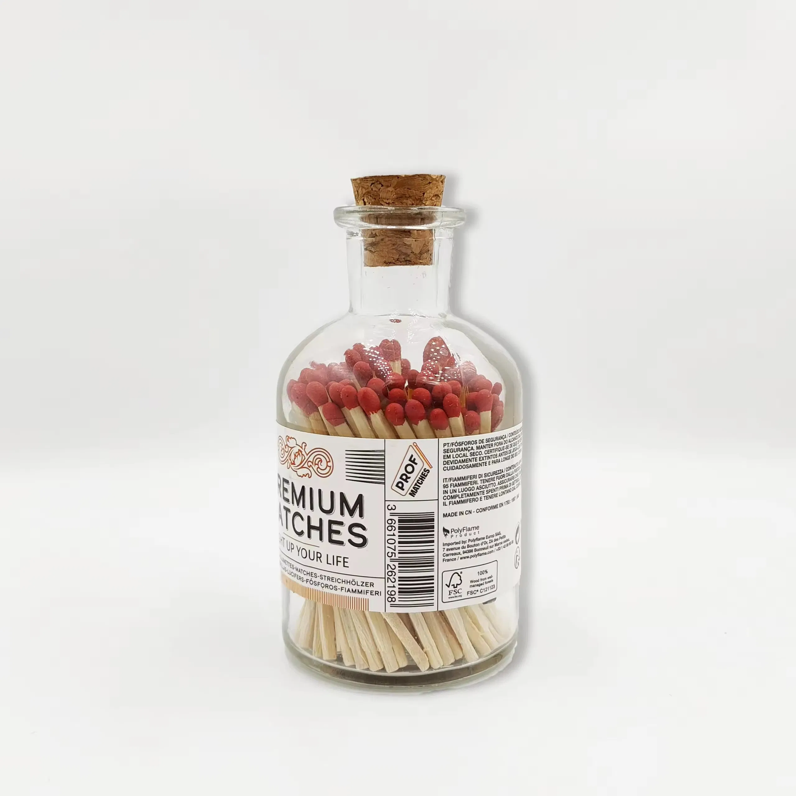 Colorful Glass Bottle Matches in Jar for Wholesale