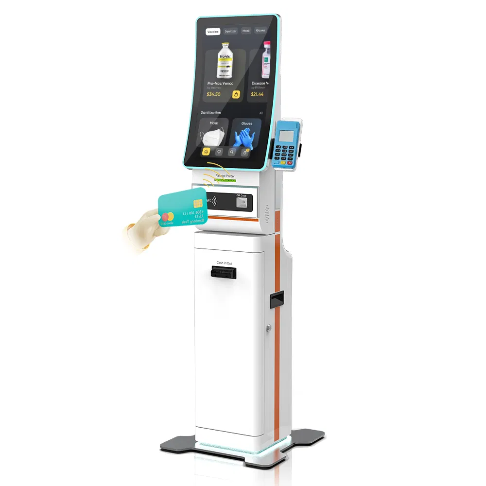23.6 Inch Floor Standing Self Service Cash Payment Kiosk Shopping Mall