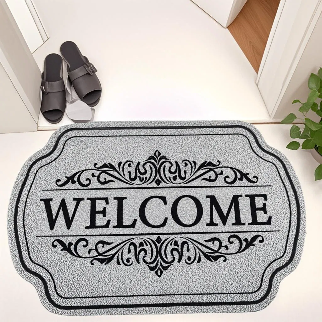Non Slip Outdoor Indoor Personalized PVC Coil Carpets Custom Logo Doormats Welcome Embossed Entrance Front Door Mats for Home