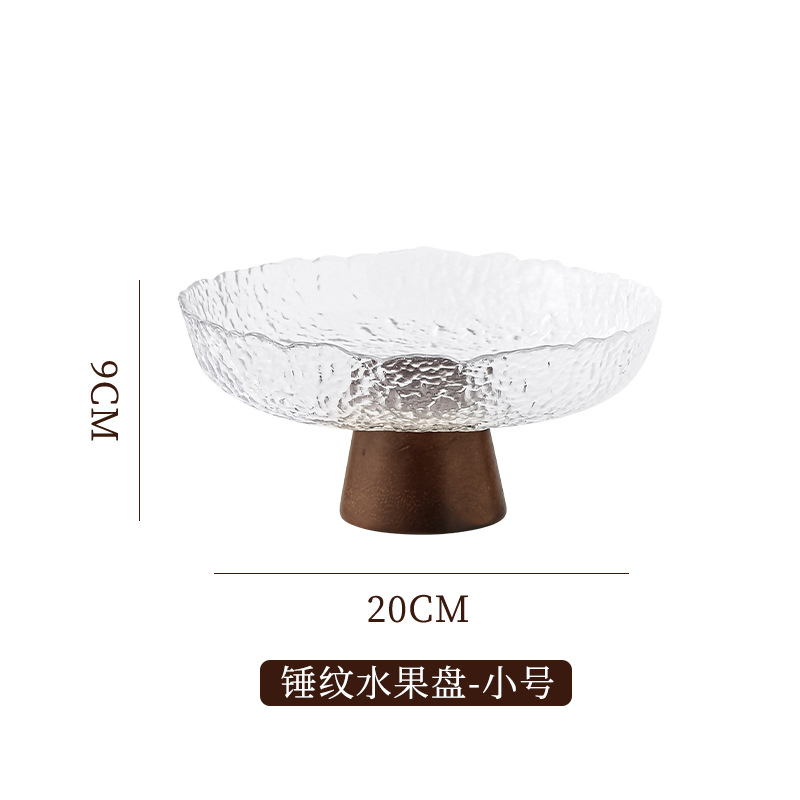 Nordic Style Tall-Footed Glass Fruit Plate Living Room Coffee Table Candy Dish