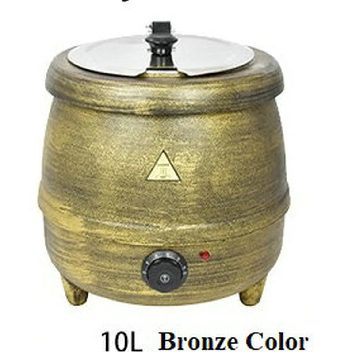 Black Steel Material Outside Wall, Stainless Steel Inside Wall 10L Capacity Thermal Insulation Soup Kettle Straight Shape