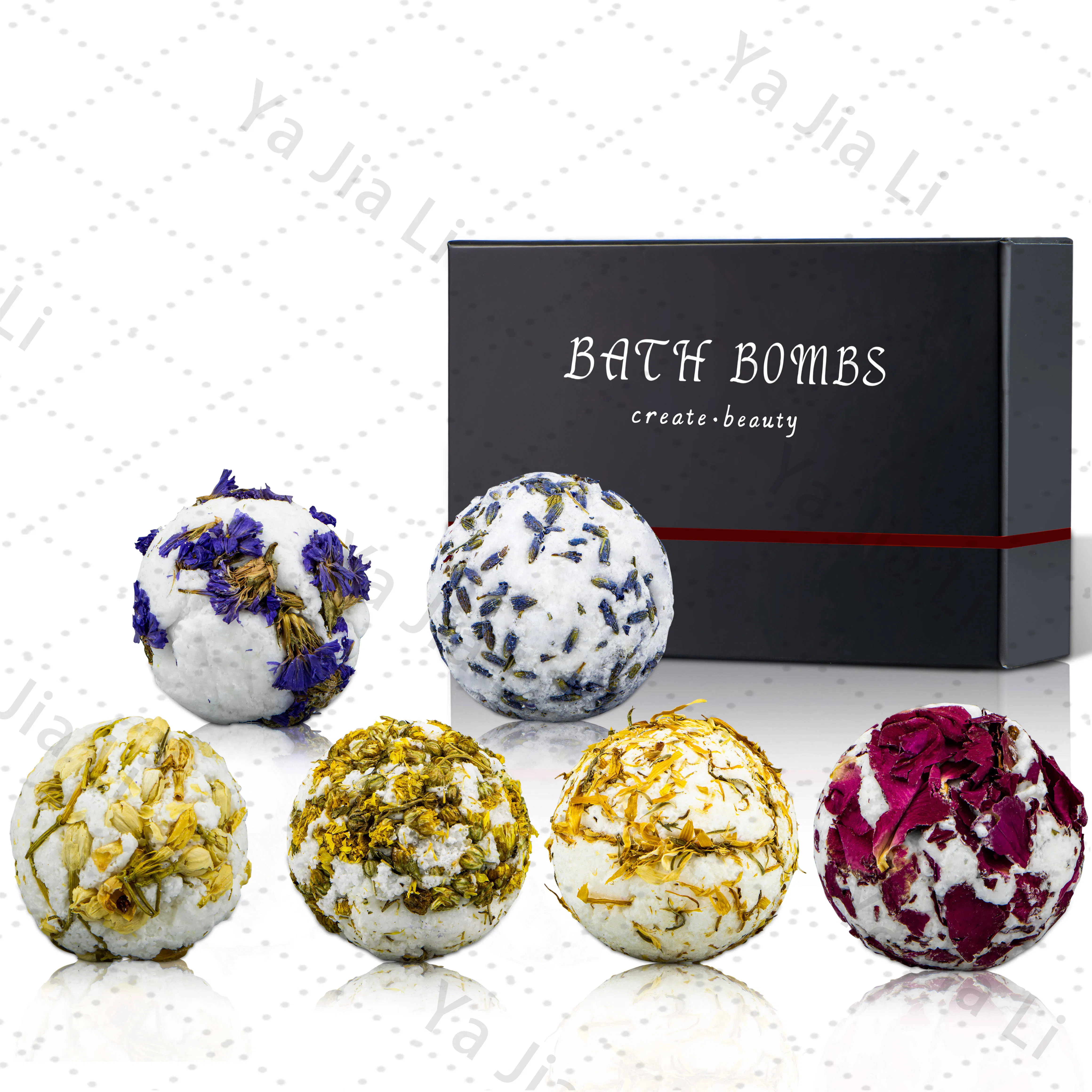 Organic Shea Oil Butter Lavender Rose Mint Bath Bomb with Flowers SPA Relation Moisturizes Skin Dried Flower Bath Bombs