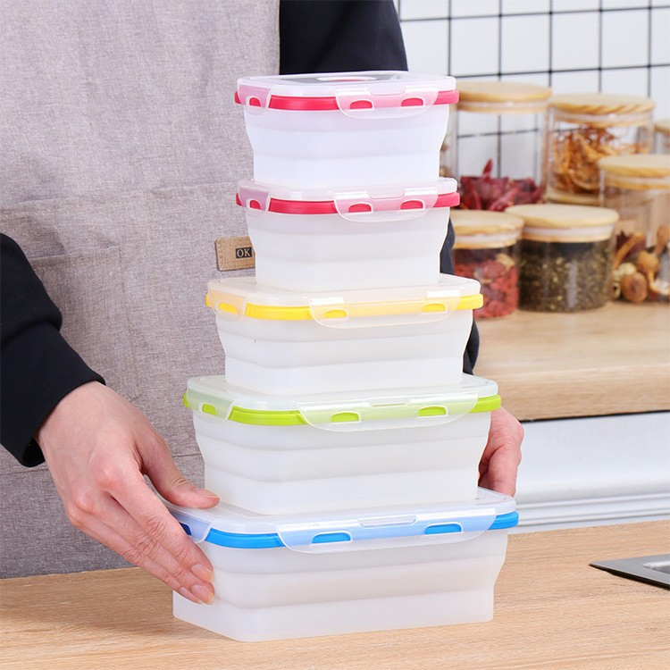 Versatile Collapsible Silicone Lunch Box for Easy Storage