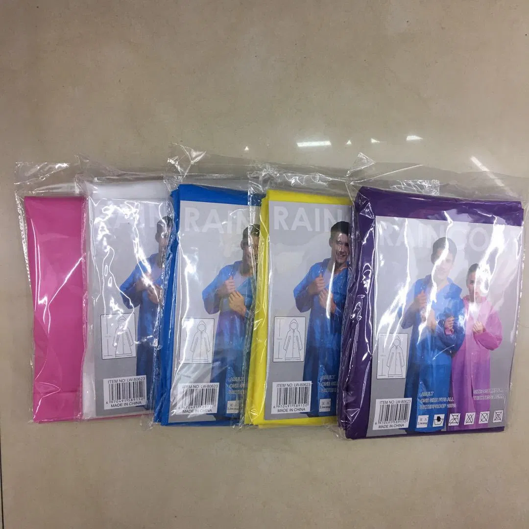 Waterproof Clothing Outdoor Sports Work Wear PEVA 130g Rainwear Advertising Poncho Blue Raincoat with Logo Printing