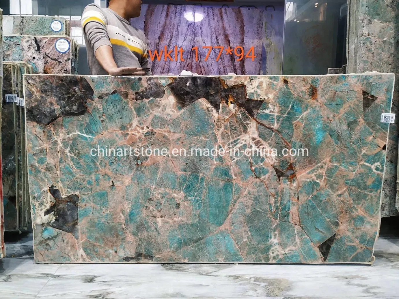 Luxury Green/Blue Stone Slab Semi-Precious Stone