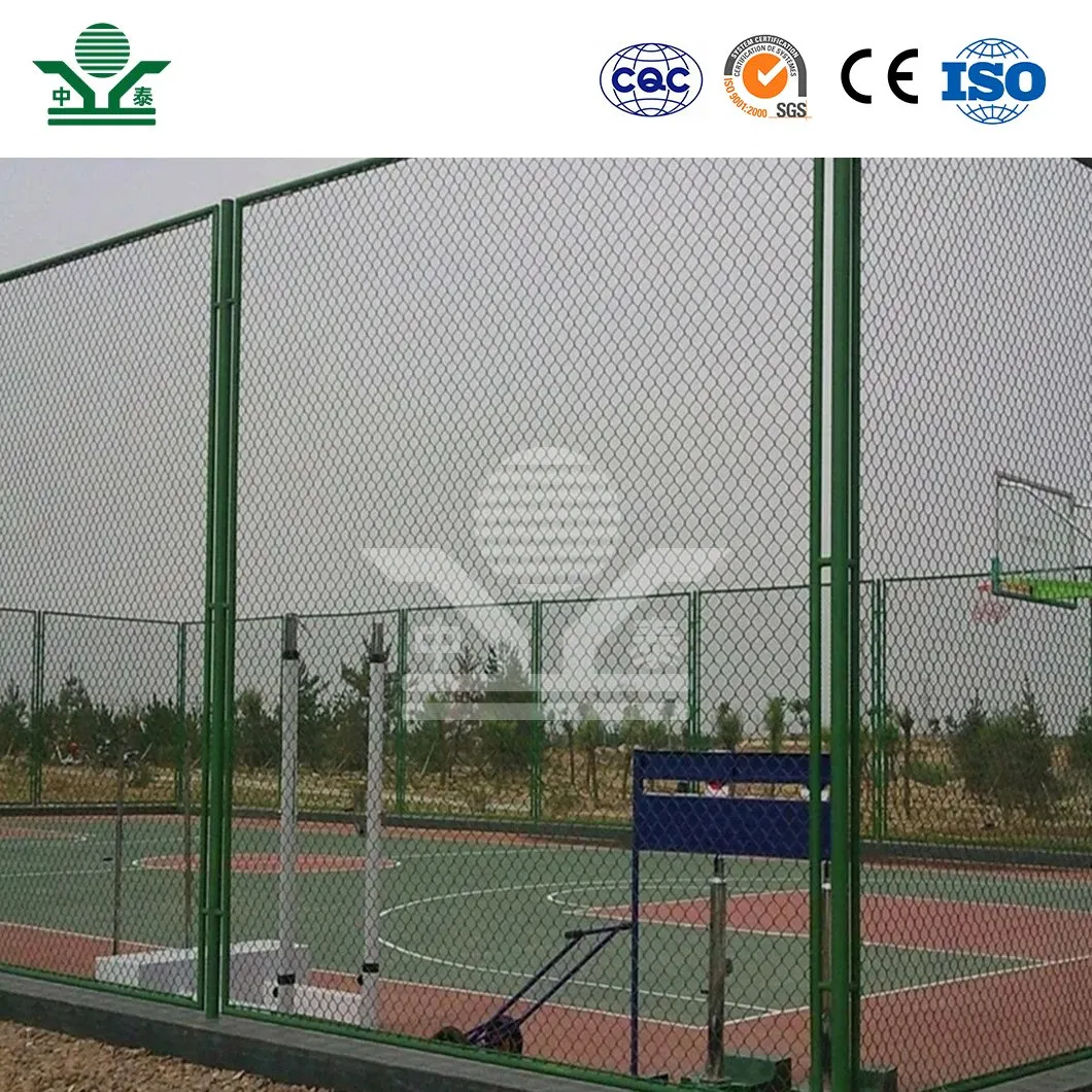 Zhongtai Ss Chain Link Fence China Suppliers Green Coated Stadium Chain Link Fence 3.8mm Diameter 6FT Tall Stadium Chain Link Fence