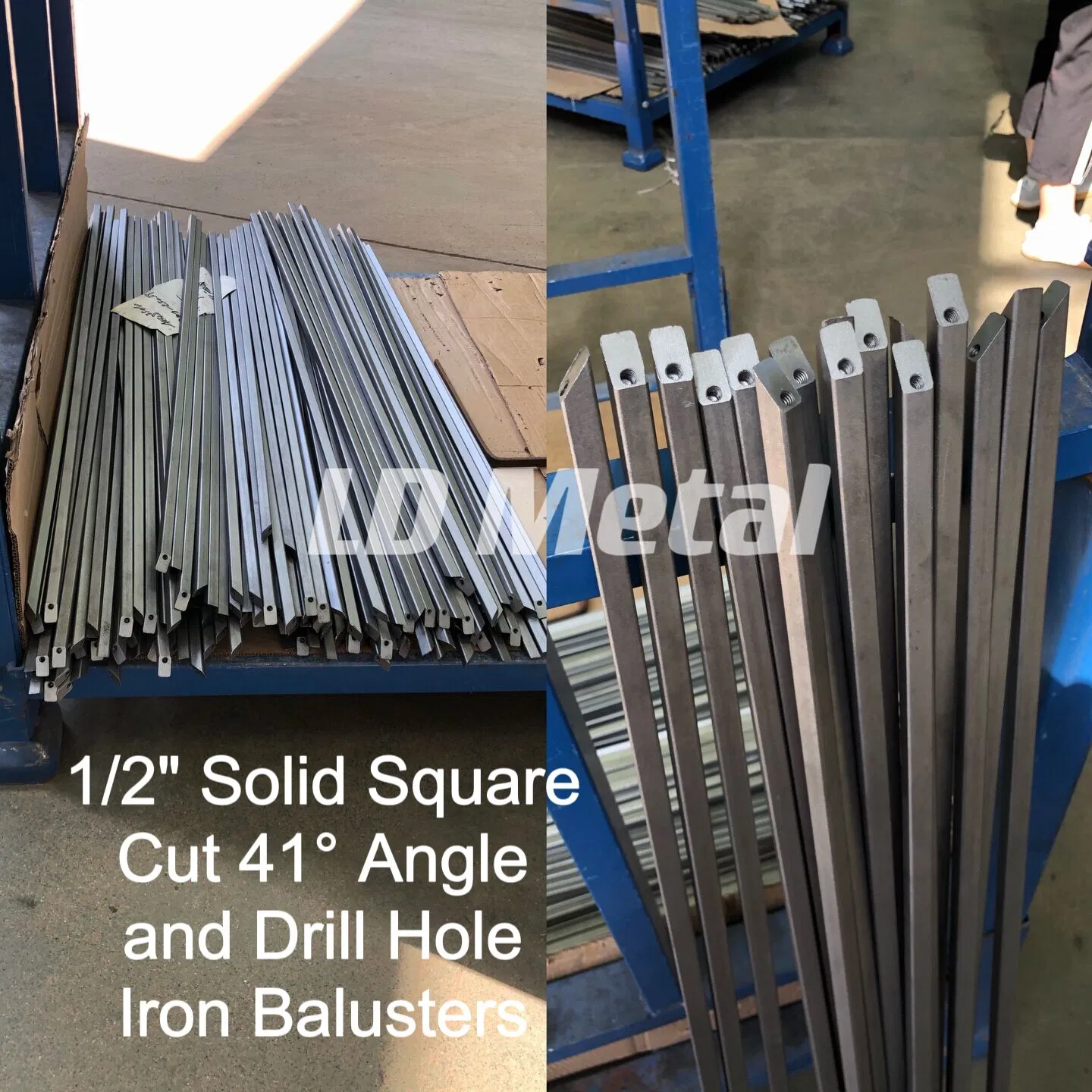 1/2" Solid Square Flat or Cut Angle Drilling Iron Balusters Staircase Railing