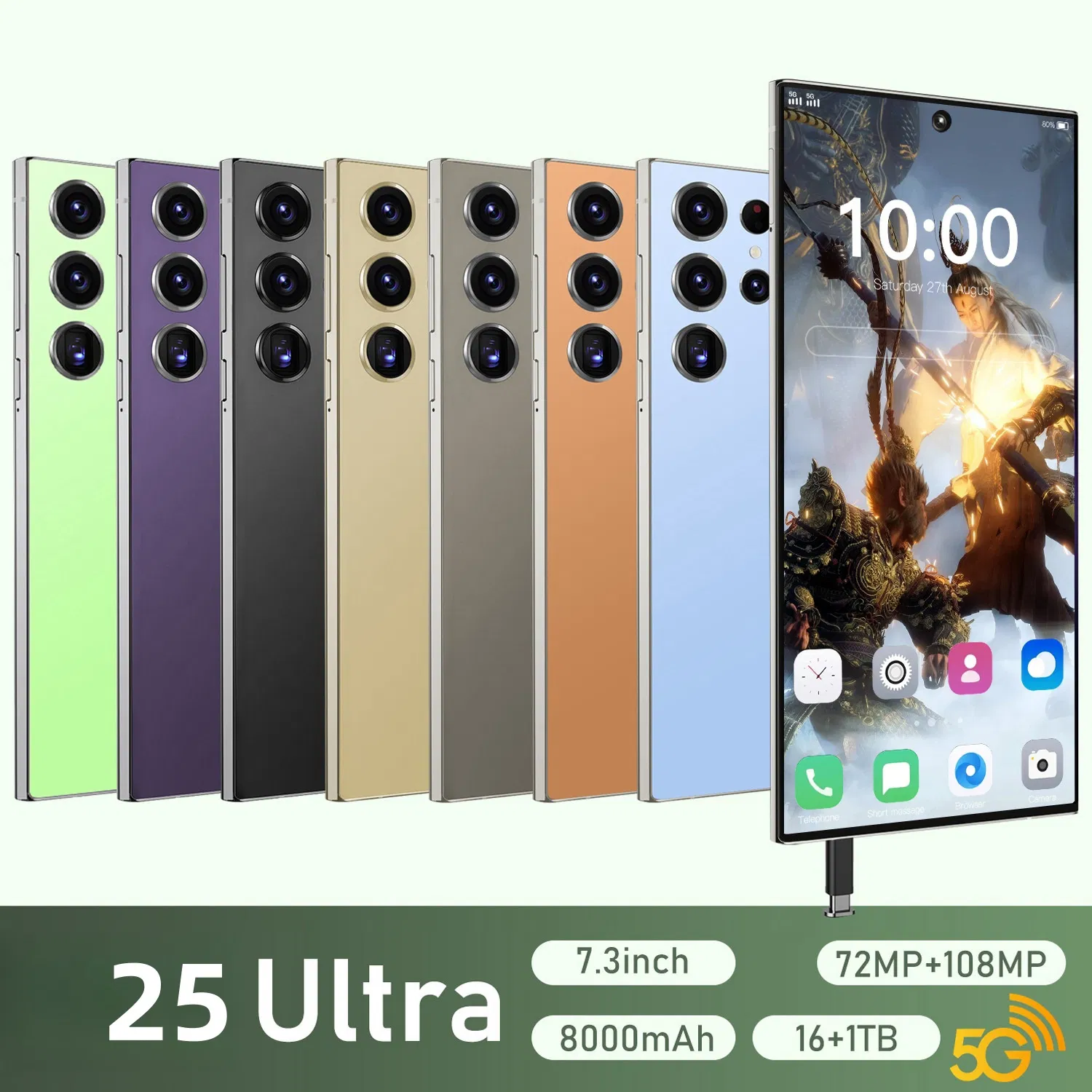 Global Version 4+64GB Network Cheap Unlocked S25 Ultra Clone Cell Mobile Phone Private White Label Smartphone