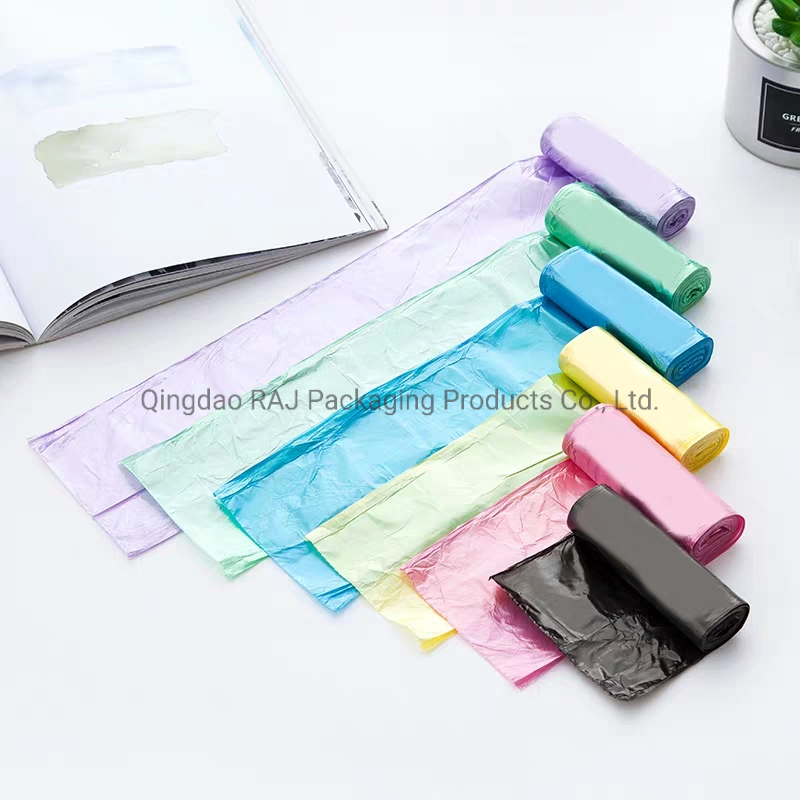 Colored Biodegradable Plastic Drawstring Garbage Trash Bag with Square Bottom