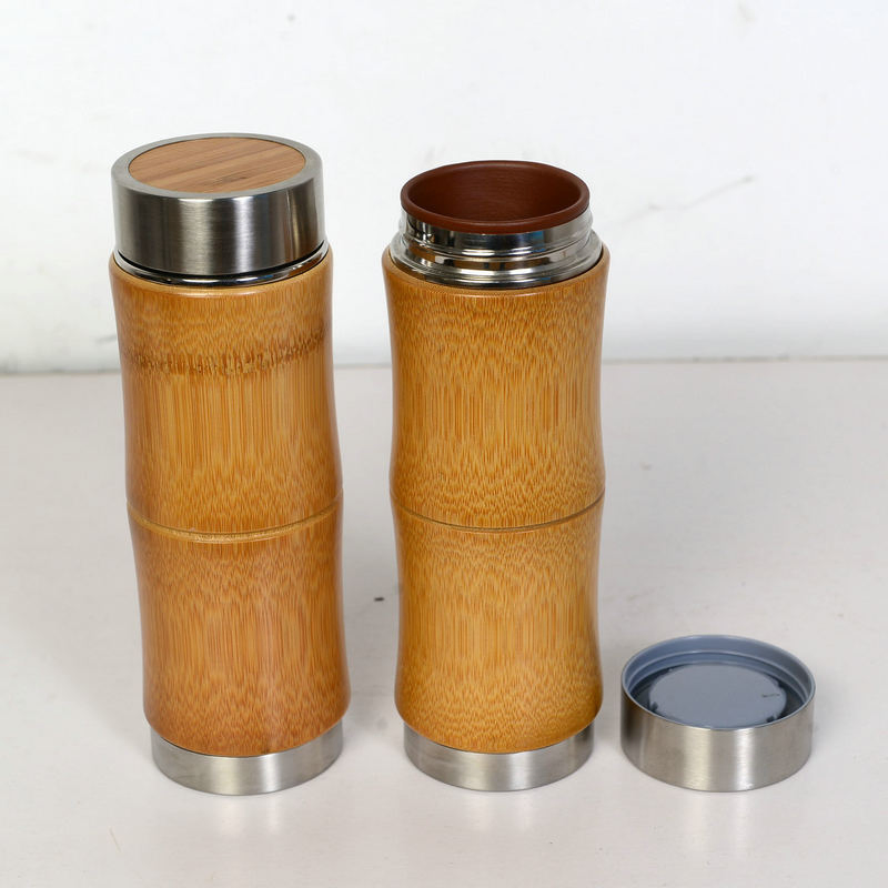 Vacuum Flask Coffee Bamboo Tea Infuser Bottle