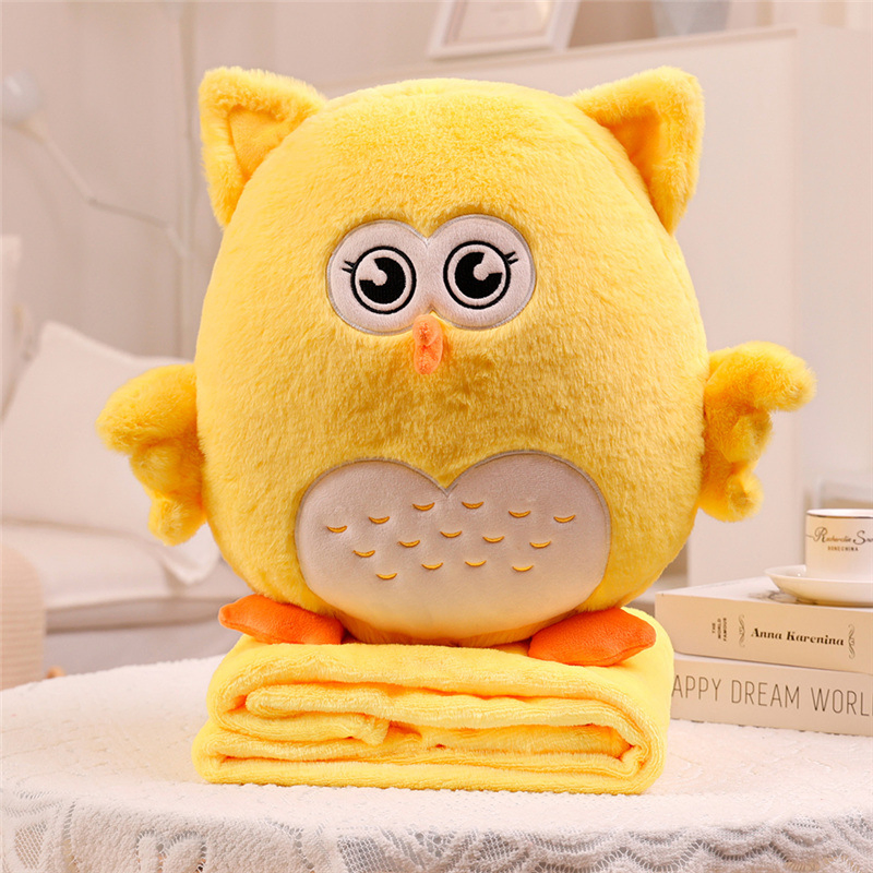 Stuffed 2 in 1 Plushie Wise Owl Toy Throw Pillow and Blanket