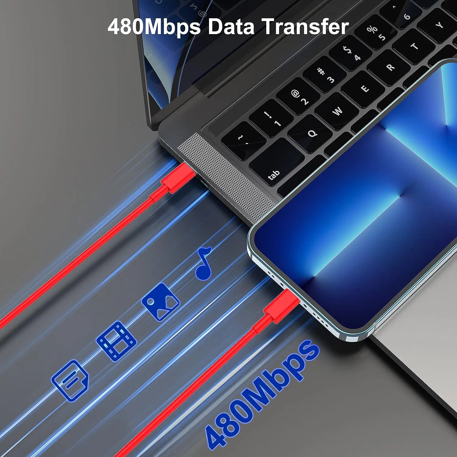 Кабель USB-C to Lightning 27W для быстрой зарядки iPhone 15