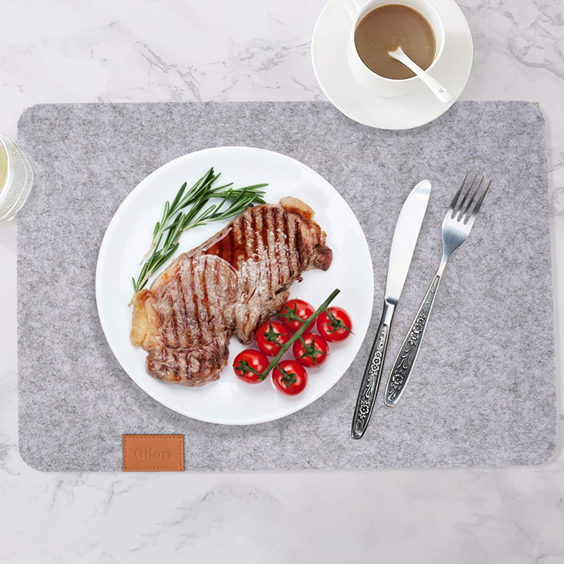 Heat Resistant Washable Place Mat Felt Table Placemats with Coaster and Felt Knife and Fork Bag