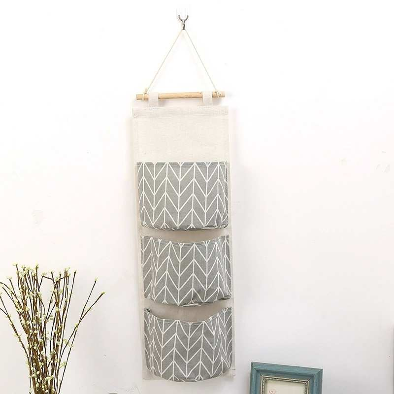 Cotton and Linen Waterproof Hanging Multi-Layer Hanging Pocket Storage Bag
