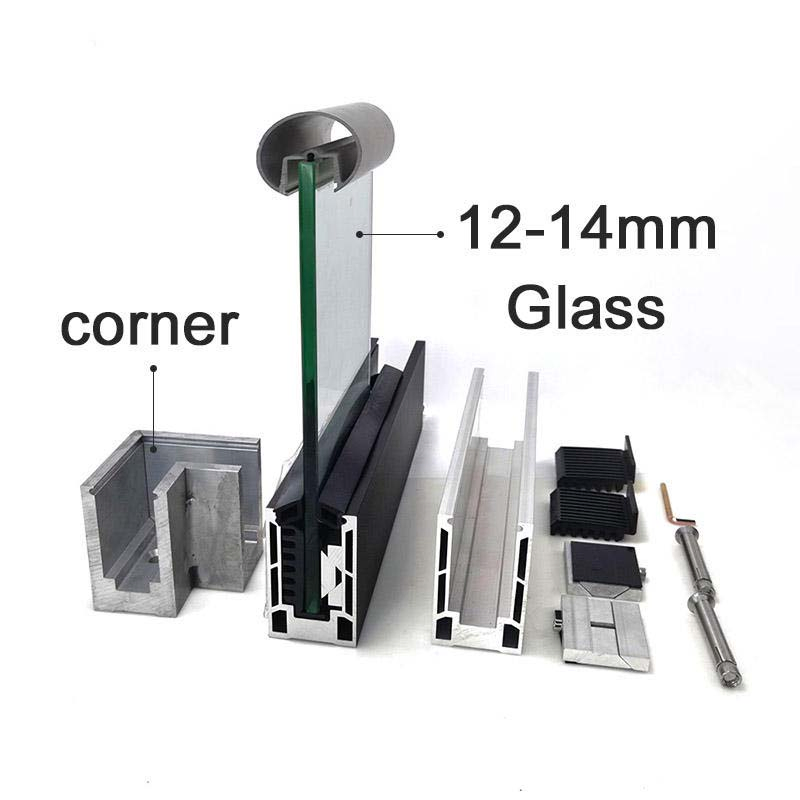 Customized Modern Design Outdoor Handrail Aluminum Post Glass Railing