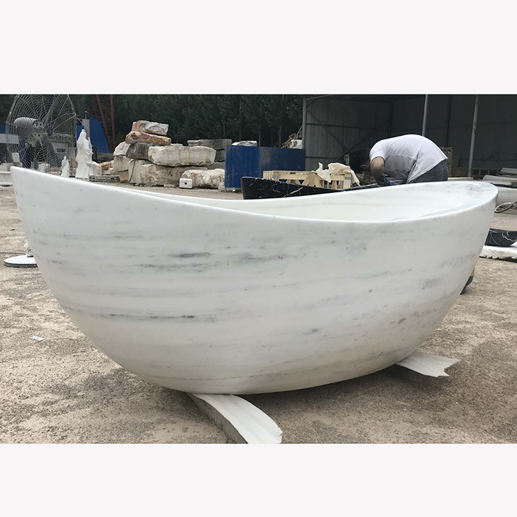Hot Sale Home Used Hand Carved Carrara White Marble Bathtub
