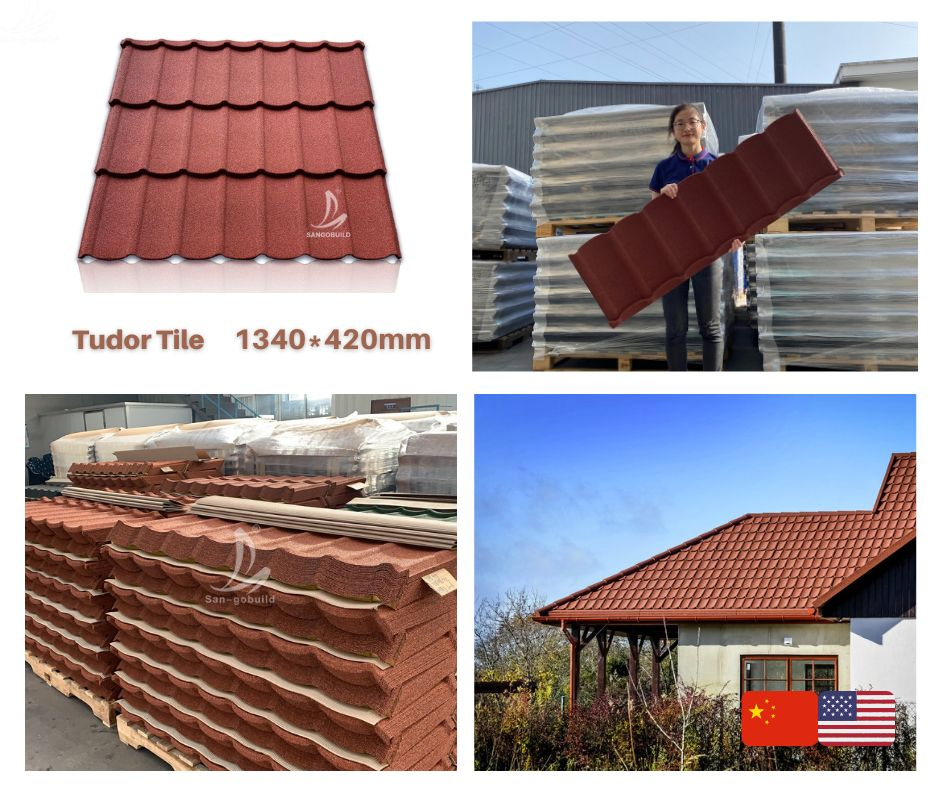 50years Warranty Tudor Bond Factory Price Stone Coated Aluminum Metal Roof Tiles