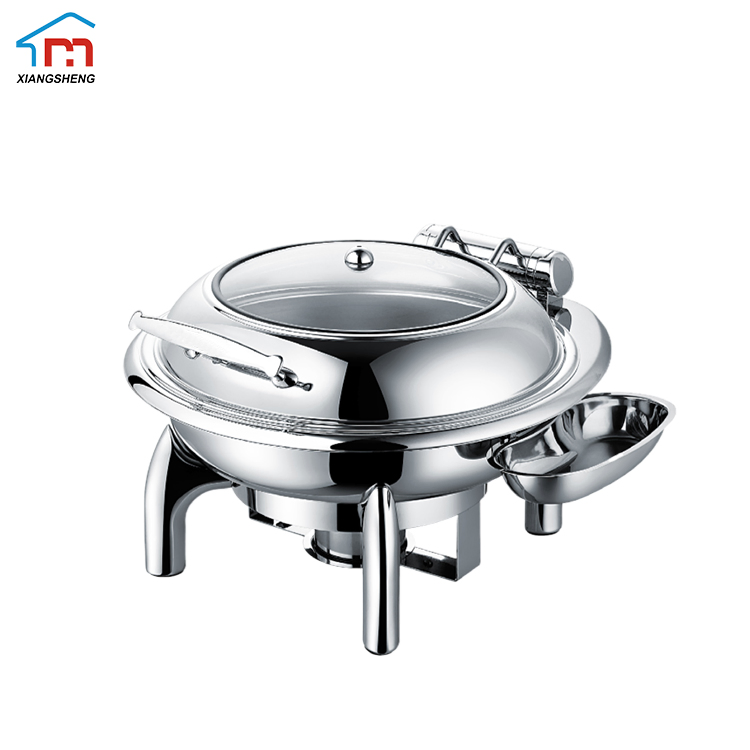 Xiangsheng Gold Stainless Steel Chafing Dishes with Top Glass Lid Buffet Ware