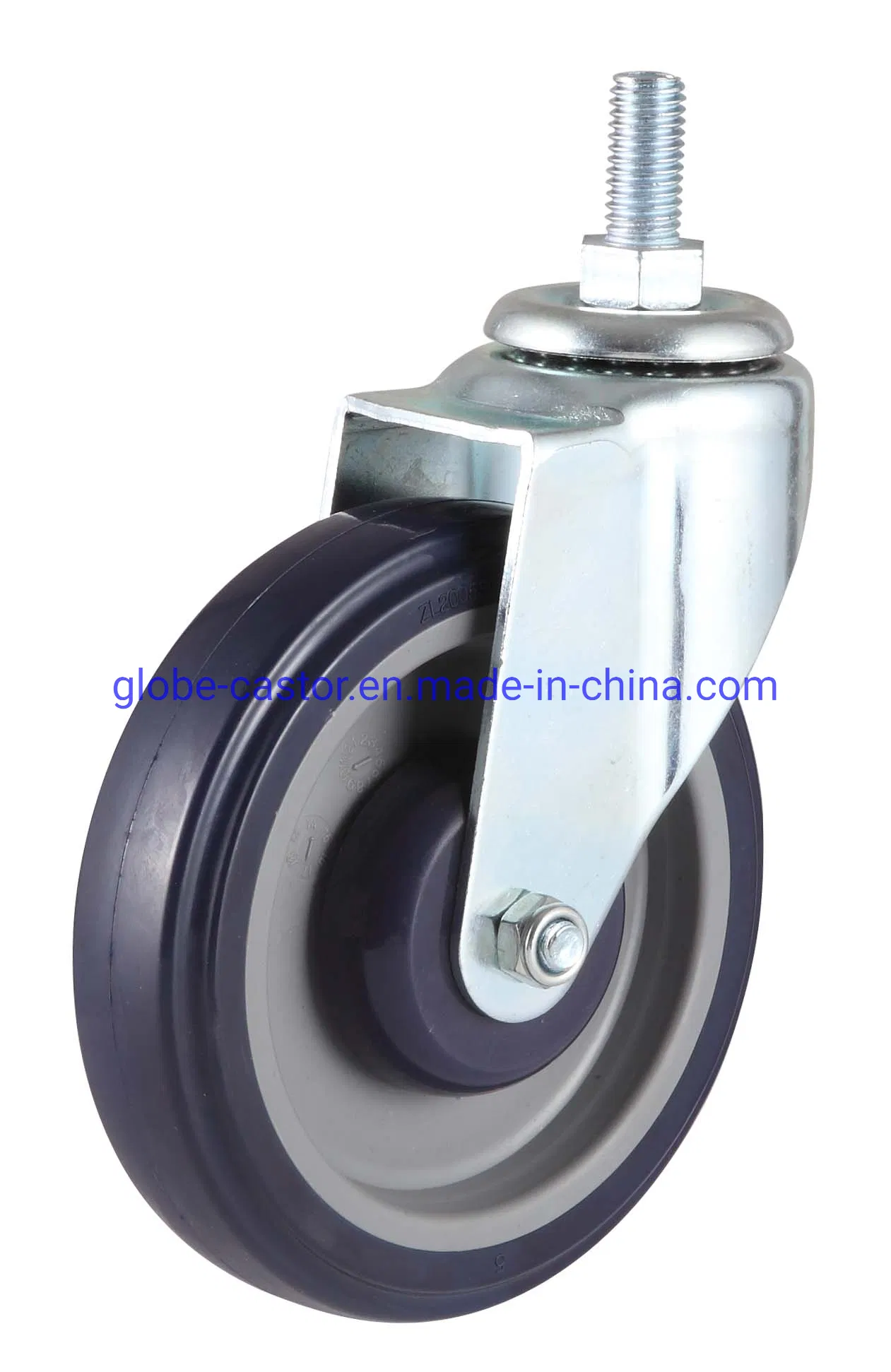3-5 Inch Medium Light Duty PU/TPR Supermarket Caster /Stem/ Bole Hole Types Trolley Wheel