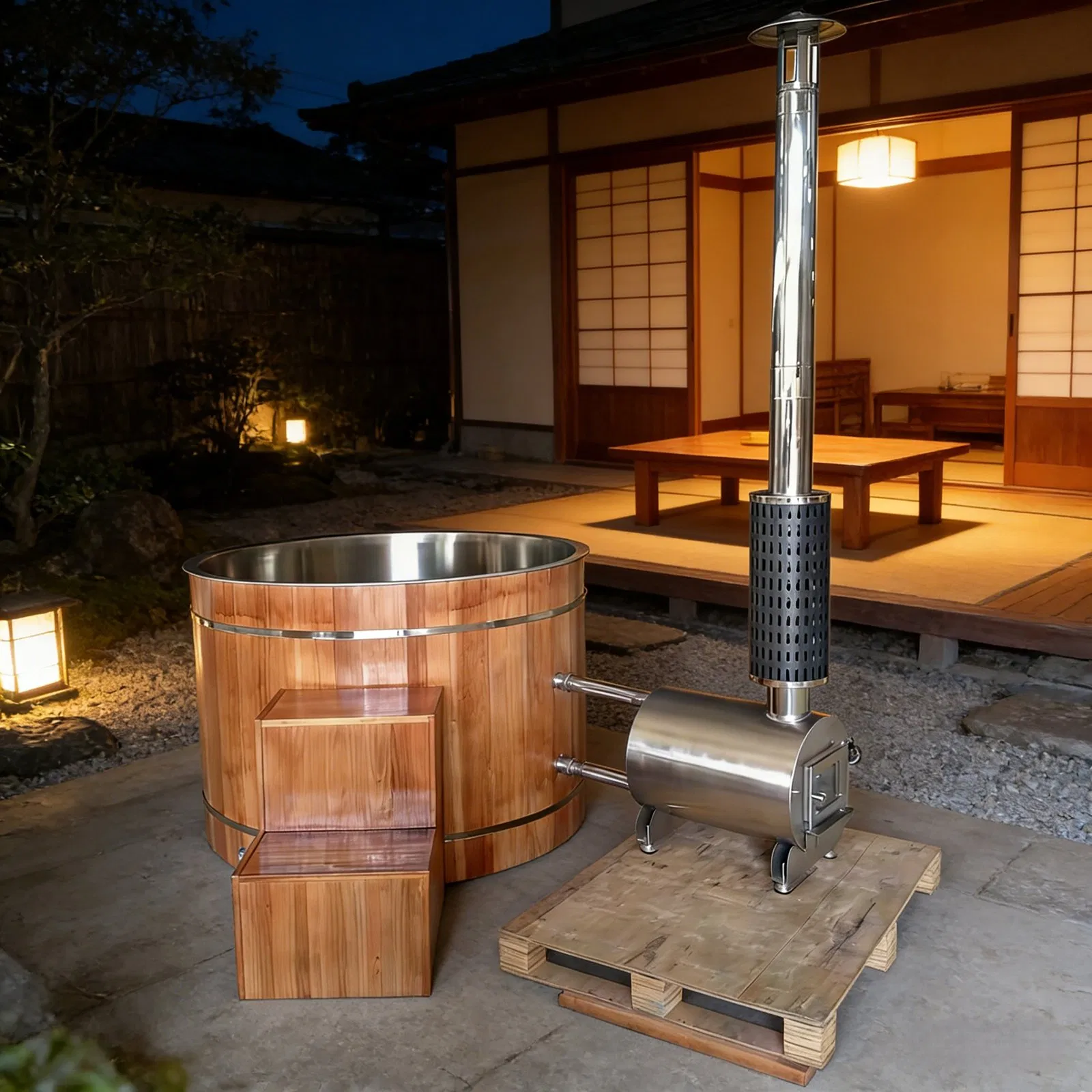 Деревянная купель SPA BODA для двоих с гидромассажем