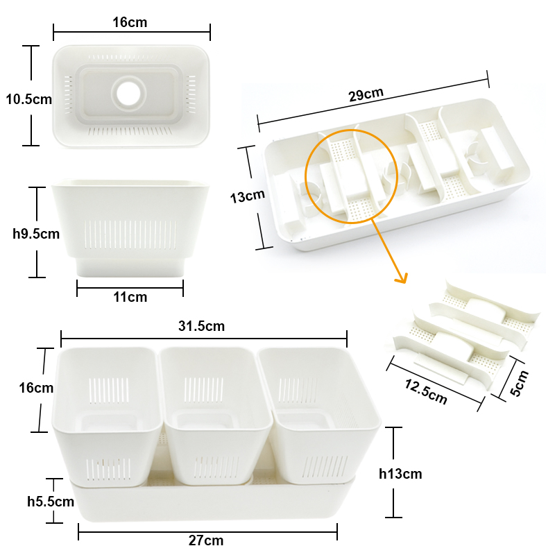 Self Watering ABS Flower Pot Self-Absorbing for Kitchen Home Planting