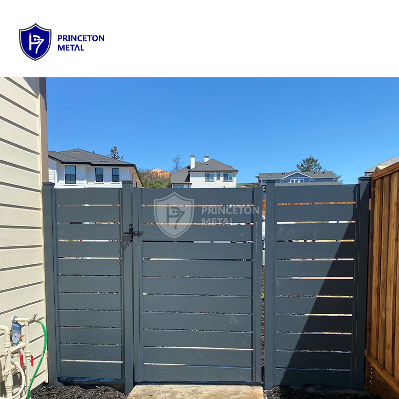 Modern Style Black Front Door Aluminum Slat Walkway Gate for Garden Yard Home