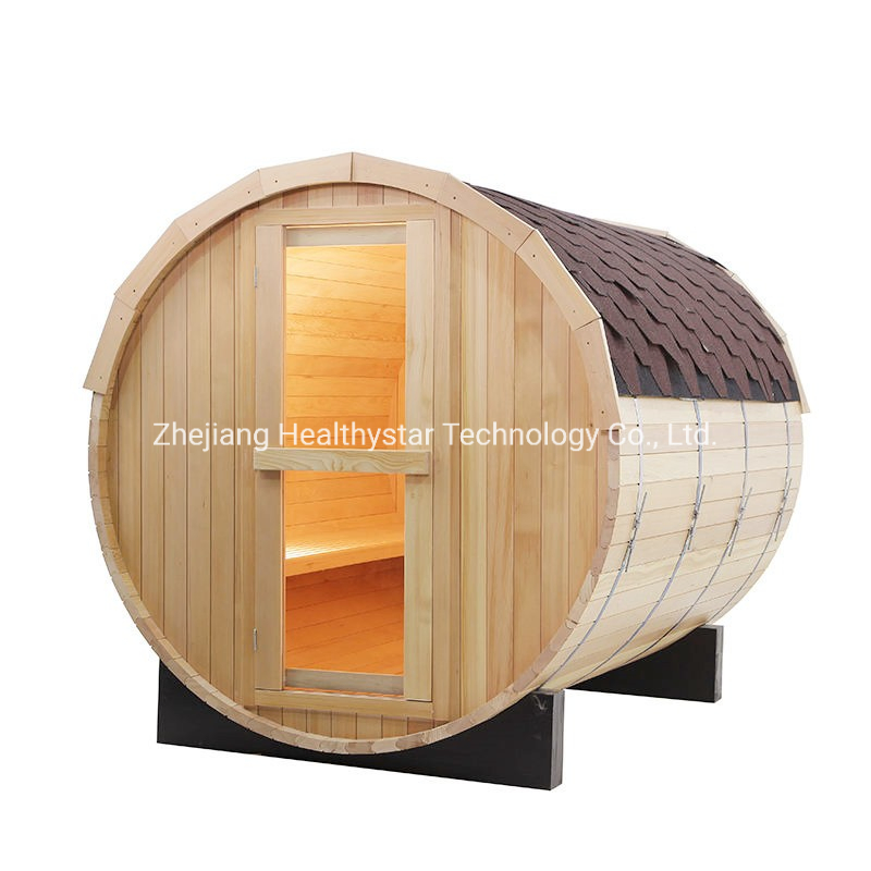 4 Person Redwood Outdoors Barrel Sauna with Rain Cover