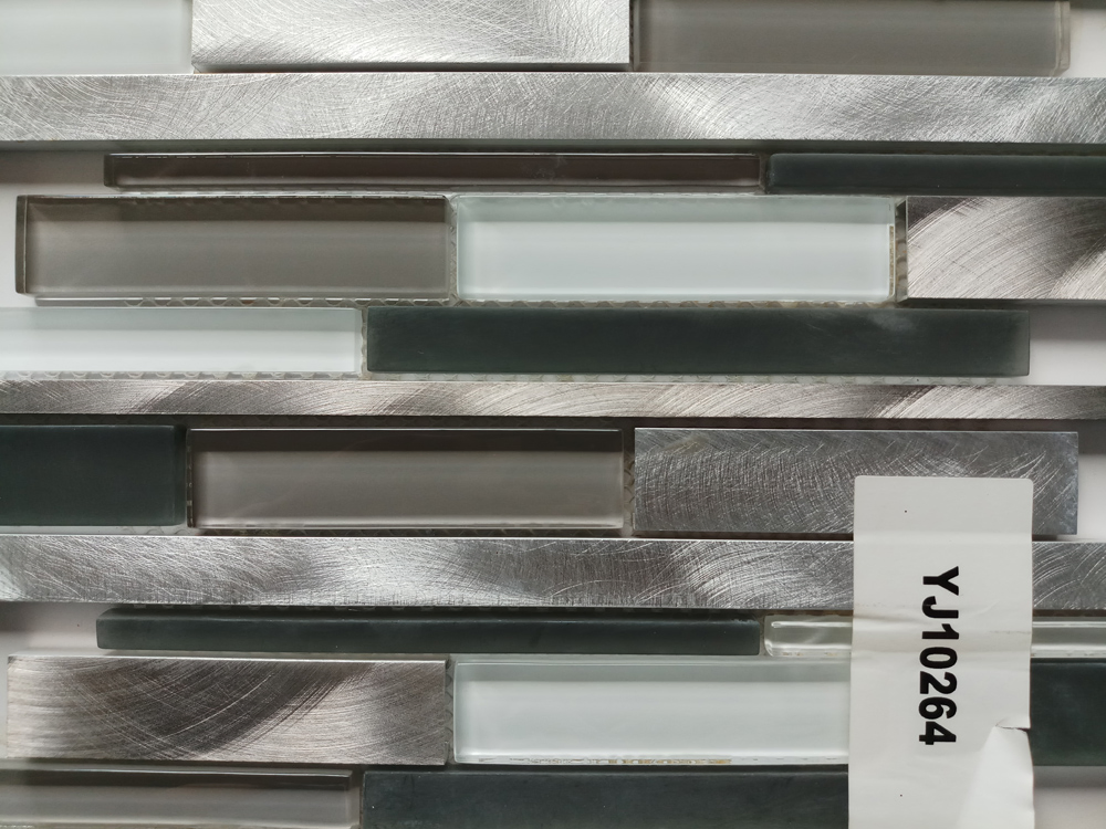 Мозаичная плитка стекло-алюминий 300x300 мм для кухни и ванной