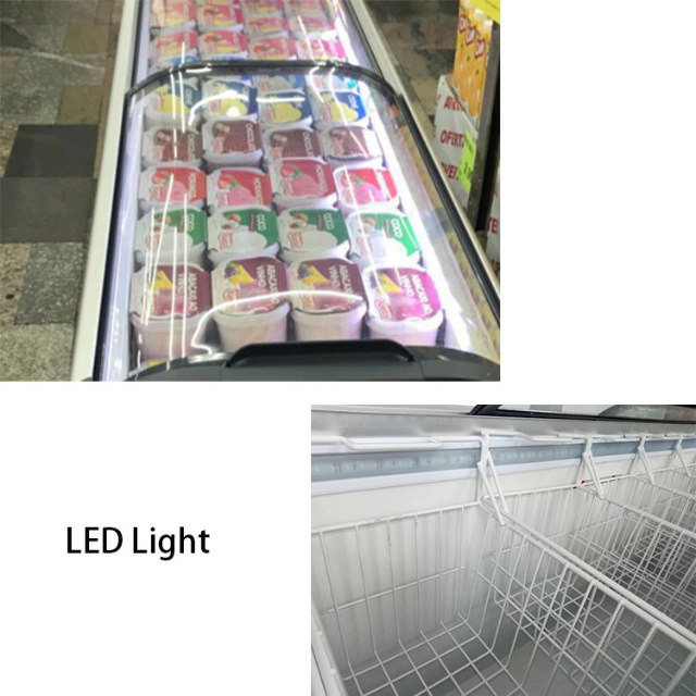 Supermarket Glass Top Open Door Ultra Low Temperature Congelador De Helados Chest Deep Freezer/Ice Cream Display Showcase Fridge/Ice Cream Refrigerator