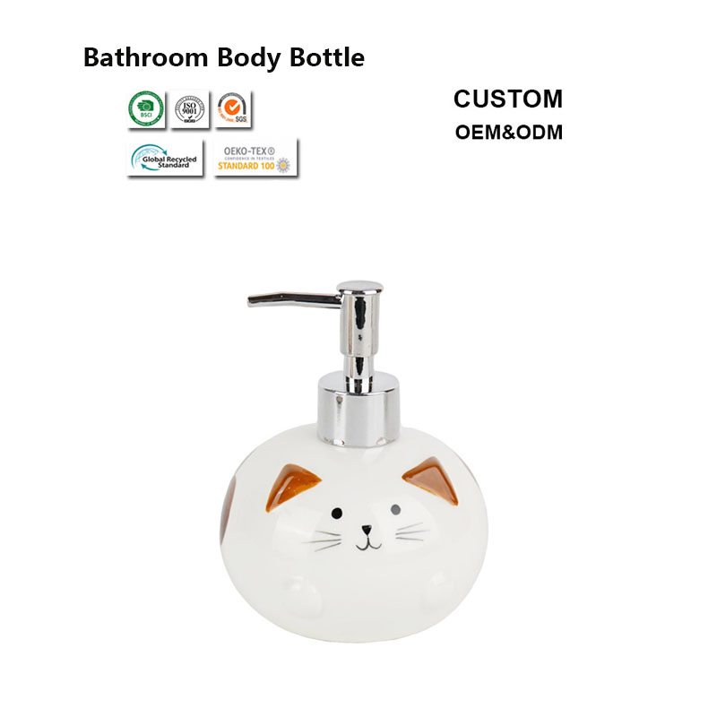 400ml Smooth Surface Bathroom Ceramic Bottle for Laundry Detergent Storage