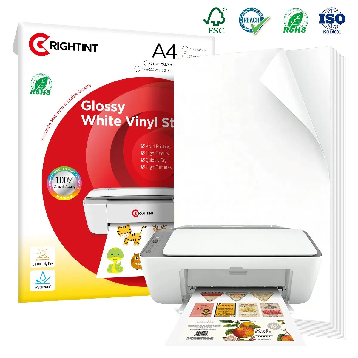 Self Adhesive Paper Roll in Glossy PP Custom Label
