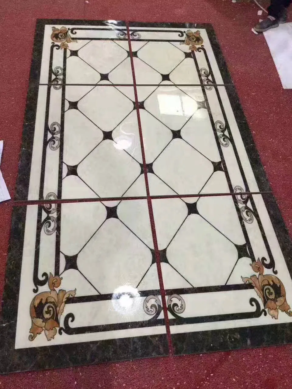 Мраморный водный медальон для пола 500x500 мм