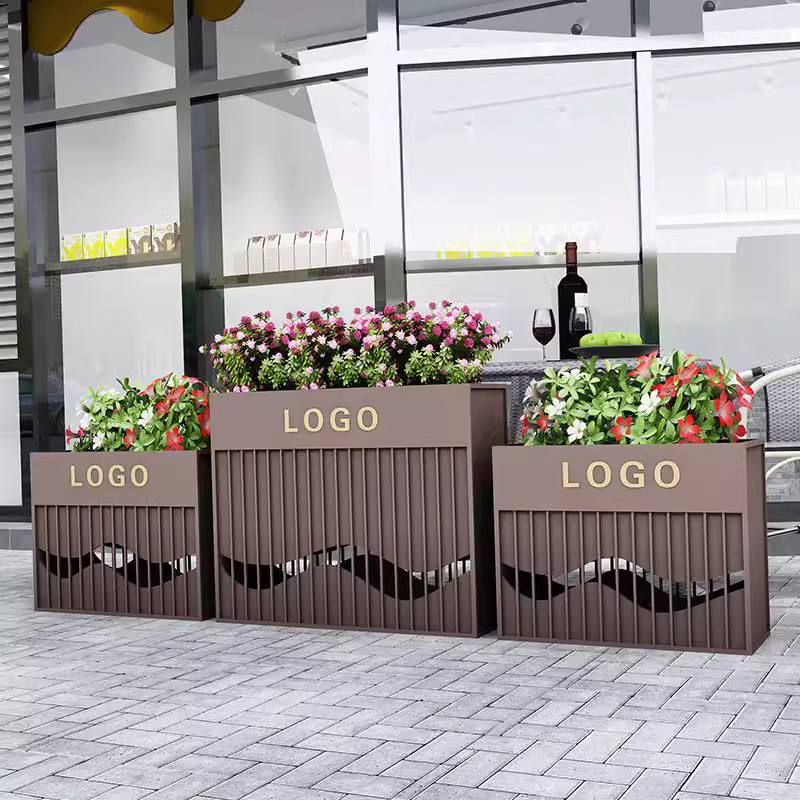Factory Price Custom Outdoor Metal Square Flower Pot Flower Bed Flower Box