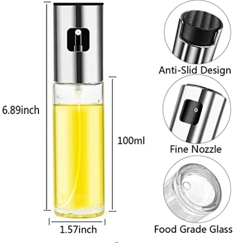 Premium Stainless Steel Olive Oil Sprayer Glass Bottle Oil Dispenser for Kitchen Use