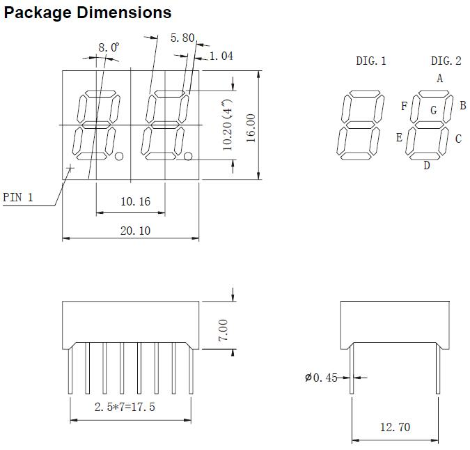 0.4 Inch Dual Digits 7 Segment LED Display with RoHS From Expert Manufacturer
