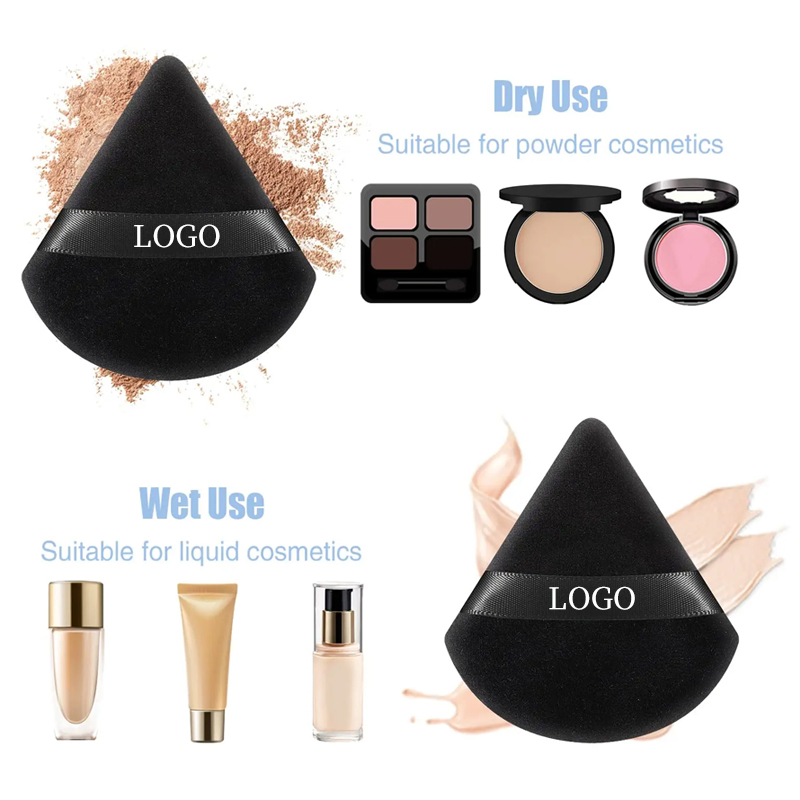 Di Tong Cosmetic Accessories 3-Piece Customized Private Brand Triangle Powder Puff Velvet Makeup and Beauty Powder Puff