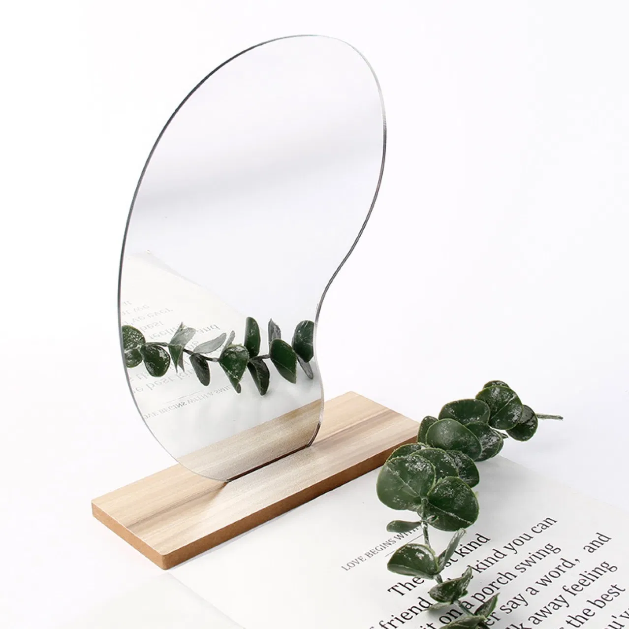 Wooden Base Cosmetic De Maquillaje Acrylic Decoration Makeup Mirror