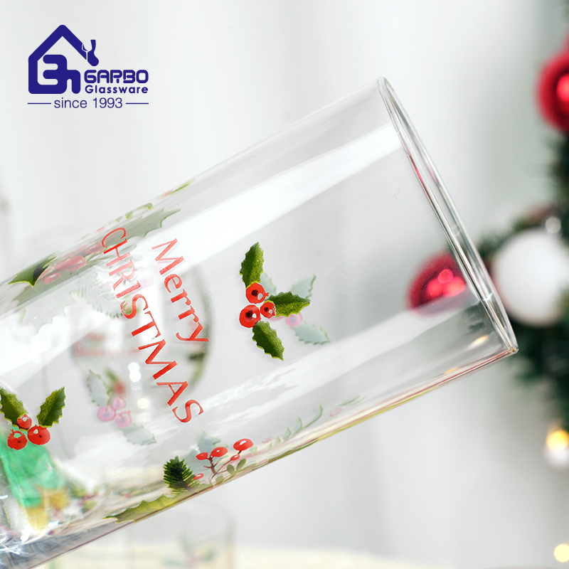 Merry Christamas Wine Glasses Cocktail Stemware with Xmas Decals